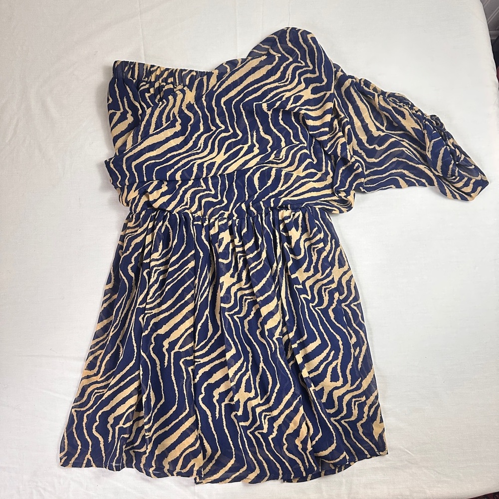 Chic One-Shoulder Zebra Print Dress